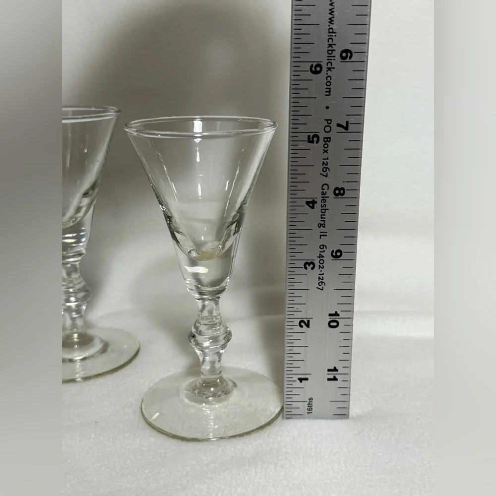 MCM Set of 3 Cordials/Mini Champagne Tasting Flutes Shot Glasses Clear Glass 5”